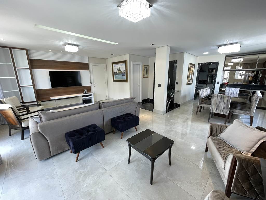 Vista interna da sala com decoração moderna